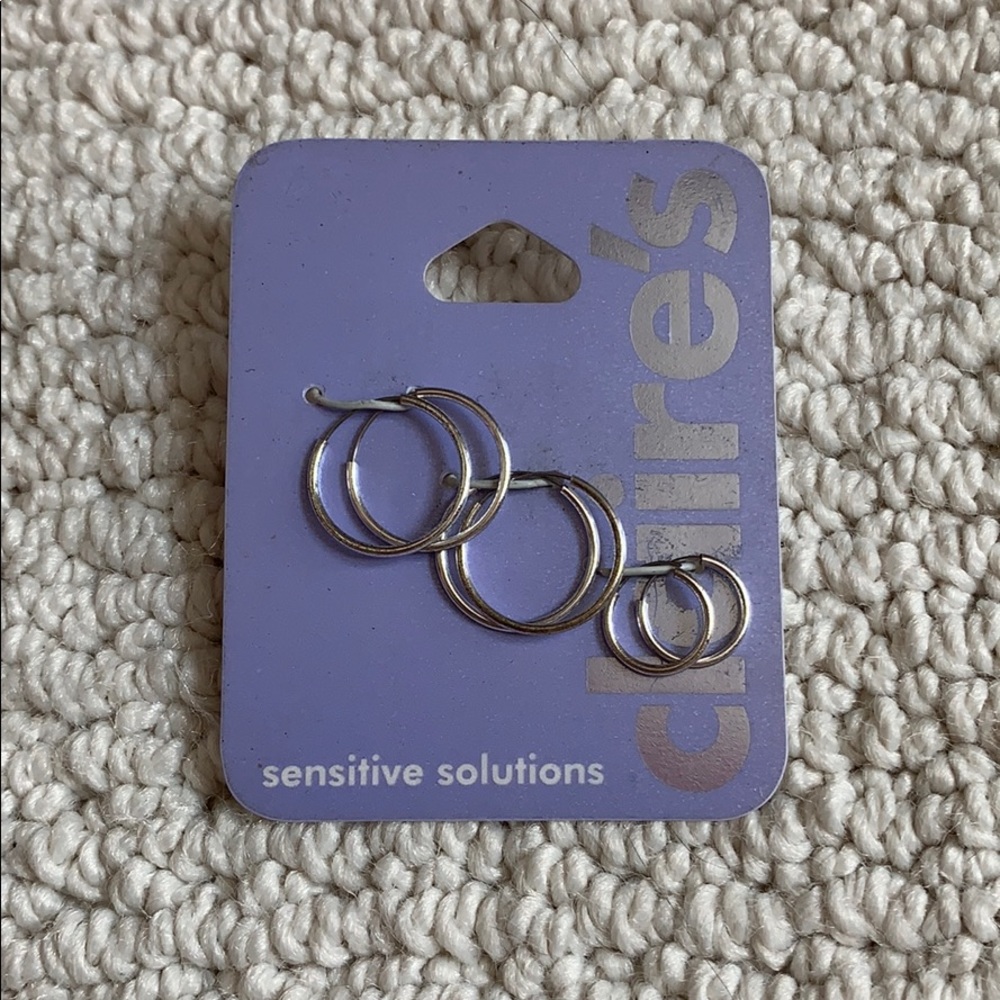 Claire's Silver-Tone Triple Hoop Earring Set
